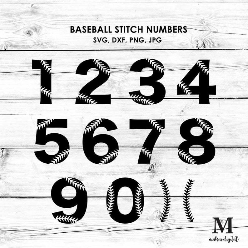 Baseball Stitch Numbers SVG Bundle Baseball SVG Baseball Mom SVG Digital Download svg, dxf, png, jpg image 1