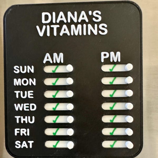 Daily Pill Reminder Chart with Sliders | Kid's Chore Chart | Custom Vitamin Tracker | Medication Checklist | AM/PM Weekly Habit Tracker