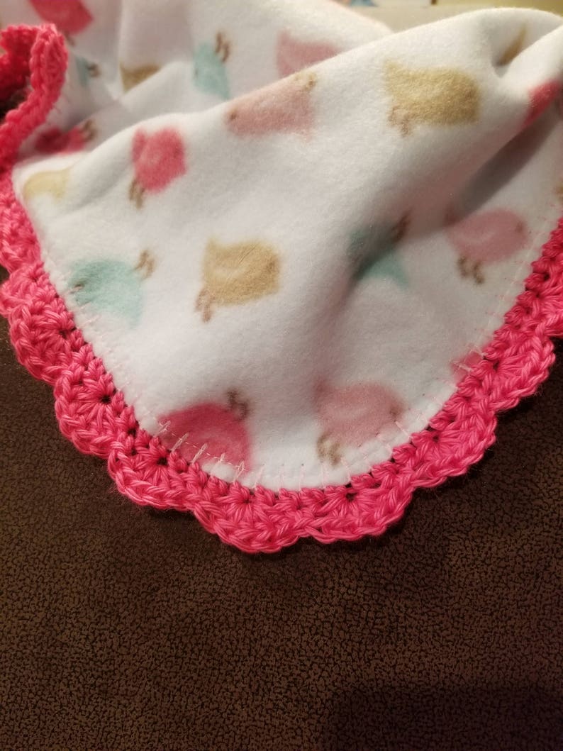Fleece Baby Blanket Crocheted Fleece Blanket Baby Girl Etsy