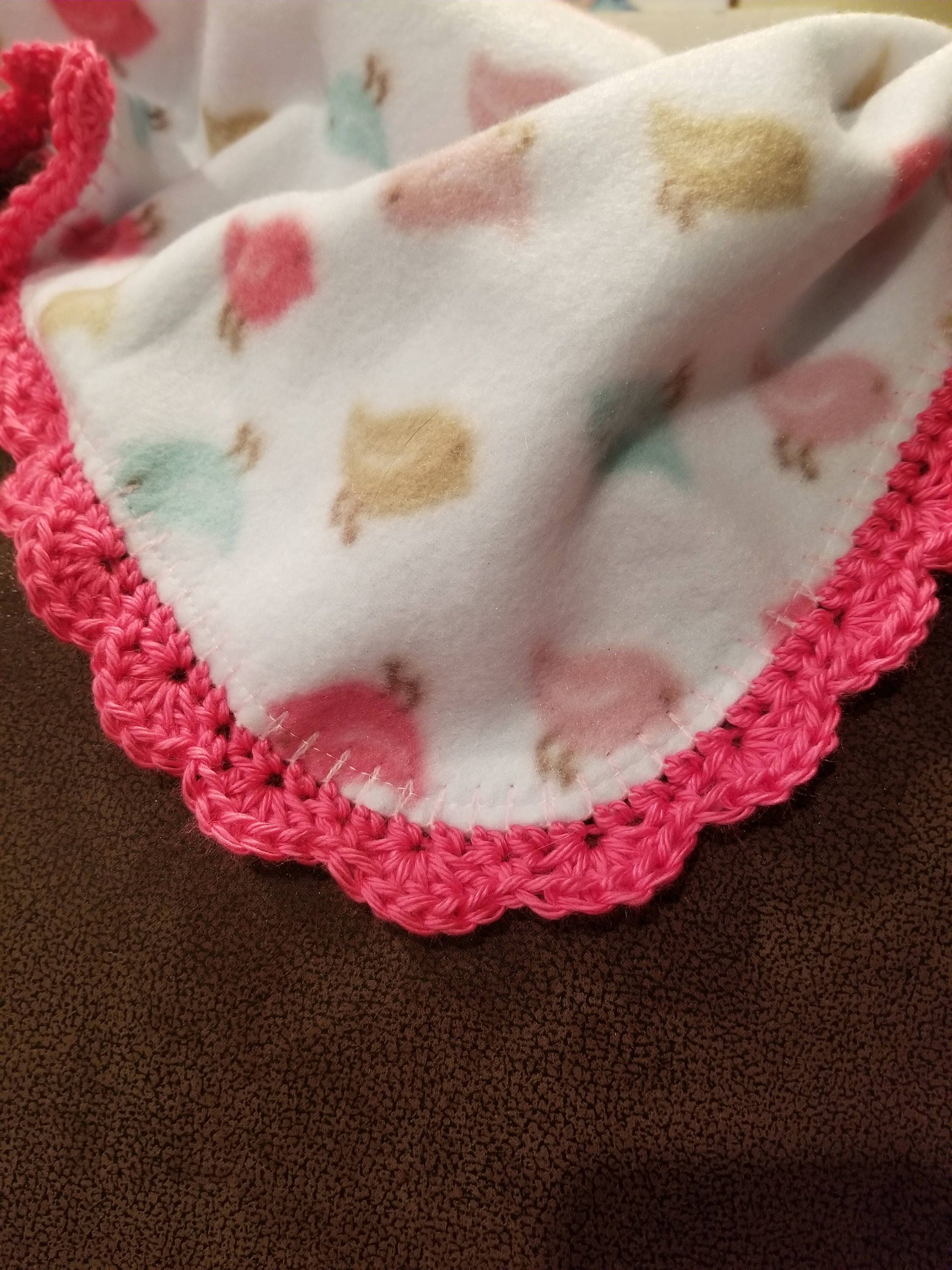Fleece Baby Blanket Crocheted Fleece Blanket Baby Girl Etsy