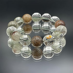Jumbo Natural Green Phantom Quartz Bracelet, Bead Size 14.5