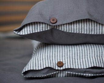 Linen pillowcase | reversible striped