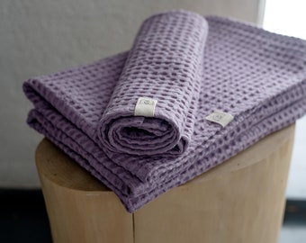 Linen waffle bath towel SET | 1 SMALL + 1 LARGE