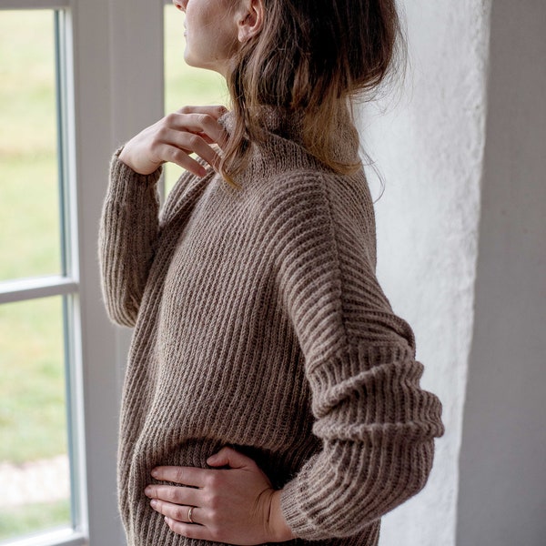 100% ALPACA WOOL SWEATER, handmade sweater, hand knit sweater, knit sweater, thin wool sweater,  knit sweater for woman