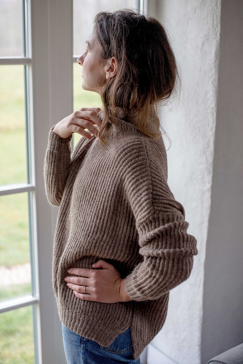 100% ALPACA WOOL SWEATER, handmade sweater, hand knit sweater, knit sweater, thin wool sweater, knit sweater for woman image 1