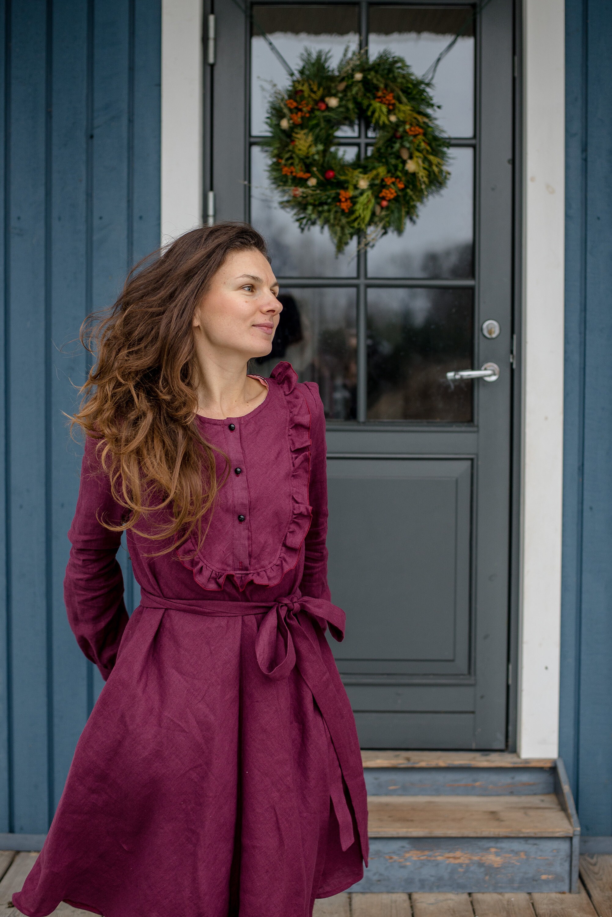 Purple nursing dress deals