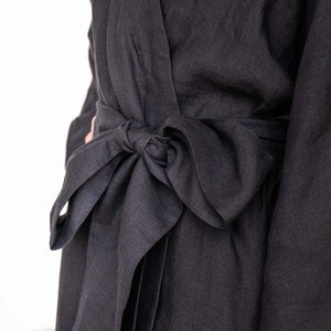 Linen Bath Robe KIMONO style Short Linen robe gift for her image 6