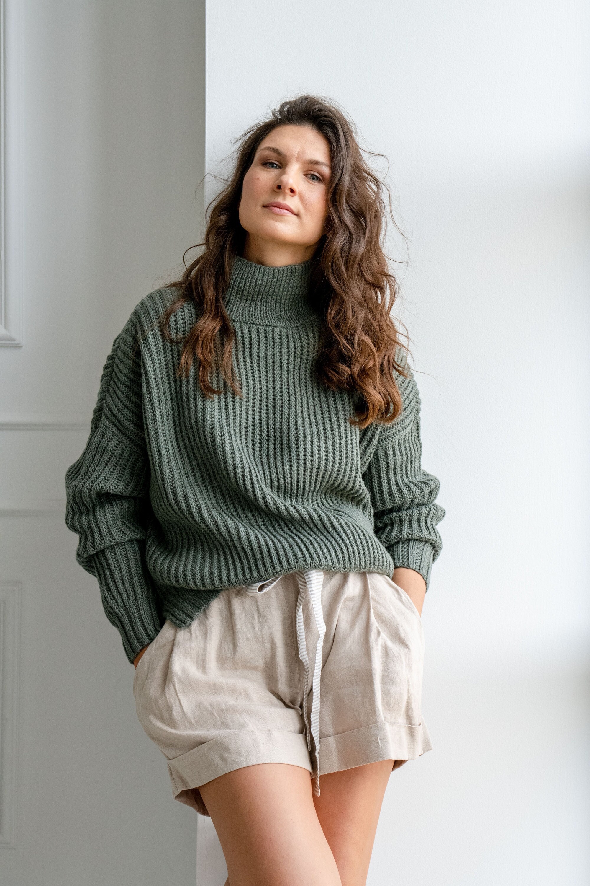Wool Ribbed Sweater for Women, Chunky Handmade Oversized Pullover for ...