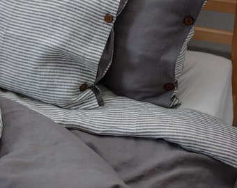 Linen Bedding SET | reversible striped | USA size