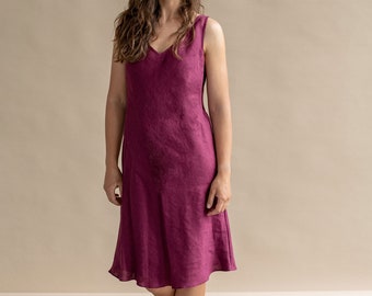 Reversible minimalistic Linen Dress, Mid-Length, Customizable - Perfect for Summer