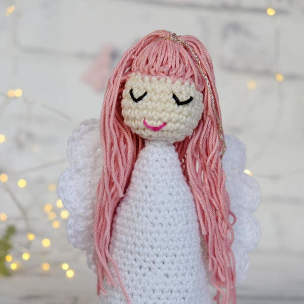 Angel crochet pattern, crochet angel amirugumi, 2 PDFs, English, Norwegian, German, deutsch Häkelanleitung Engel. Norsk heklemønster engel