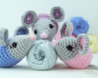 Crochet amigurumi mouse pattern, downloadable PDF pattern for a cute toy mouse