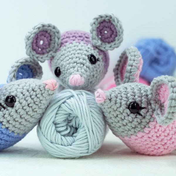 Crochet amigurumi mouse pattern, downloadable PDF pattern for a cute toy mouse