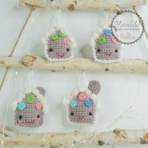 Crochet gingerbread house pattern. Printable pattern, crochet ornament gingerbread house for your Christmas tree. Cute amigurumi house image 2