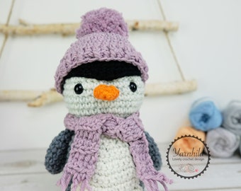 Crochet amigurumi penguin PDF downloadable pattern for this cute plush crochet penguin with crochet fish and basket. Sea animal pattern