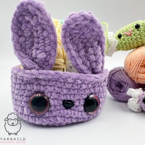 Crochet Bunny Basket Pattern – DIY Easter Basket for Eggs and Treats | Easter Crochet Gift & Décor