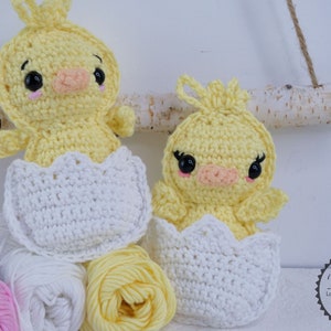 Crochet pattern for Easter Chicks! Cute Ragdoll  Easter chickens in an eggshell - downloadable pdf crochet pattern