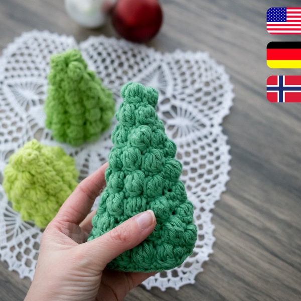 Crochet pattern for a Mini Christmas Crochet Tree - DIY Christmas Gifts - Häkelanleitung für ein Weihnachtsbaum - Hekleoppskrift på juletre