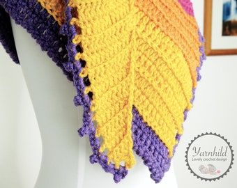 Beginner crochet shawl pattern, downladable crochet PDF shawl pattern