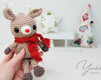 Crochet reindeer pattern - Amigurumi crochet pattern for a reindeer toy - Crochet Christmas reindeer pattern - Crochet amigurumi reindeer