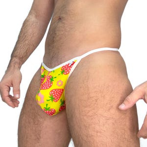 SWIMSUIT men's thong strawberries. 100% handmade. Perfect as beach and pool underwear. Very comfortable and attractive.