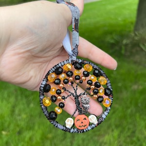 Halloween Owl Tree of Life Ornament, Three Inch
