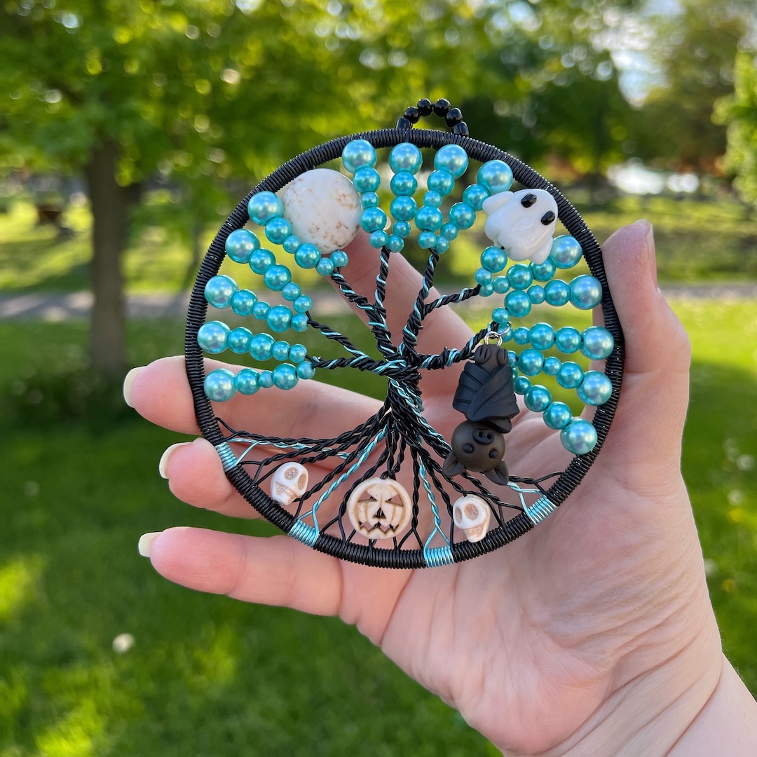 Pastel Halloween Tree of Life Wall Hanging - 4” Light Teal Goth Tree - Etsy
