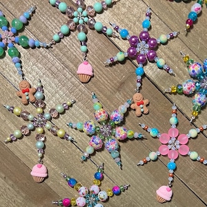 Candy Beaded Snowflake Ornaments, Sweet Shop Snowflakes