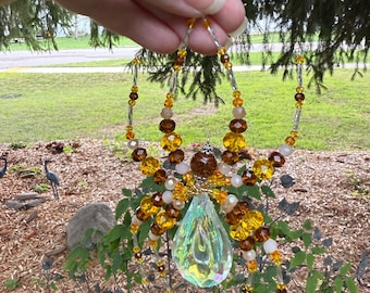 Handmade Autumn Beaded Spider Ornament, Extra Large Spider Gift
