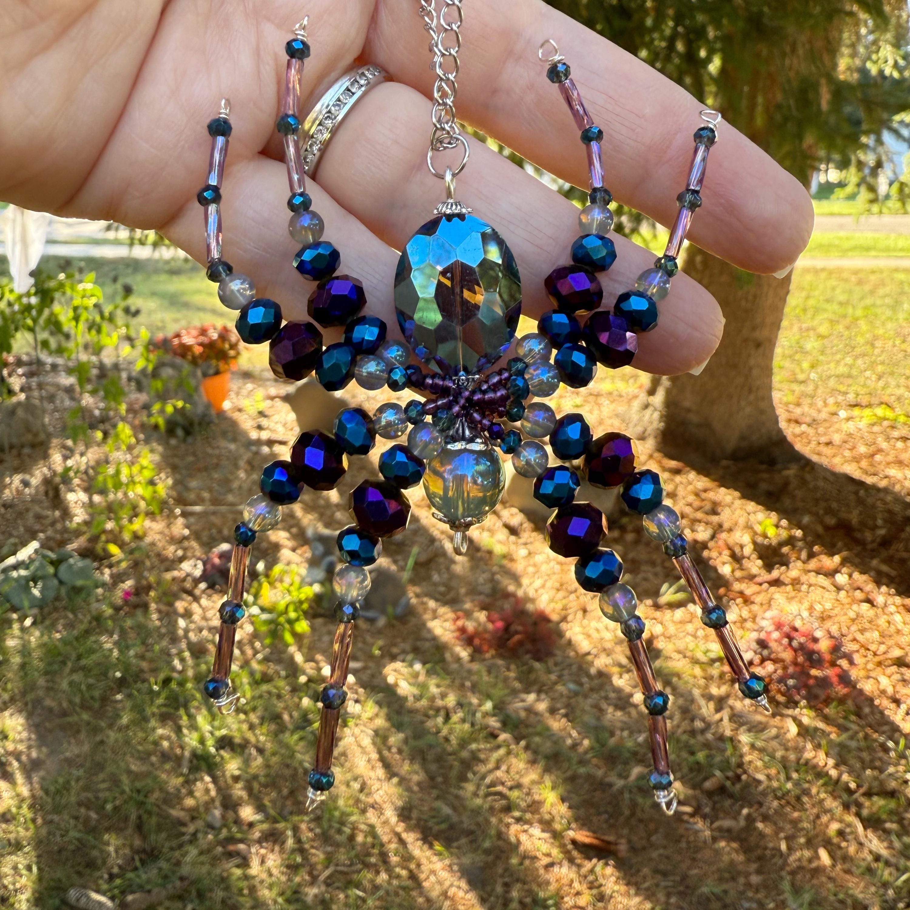 Purple and Blue Spider Ornament, Iridescent Beaded Spider - Etsy