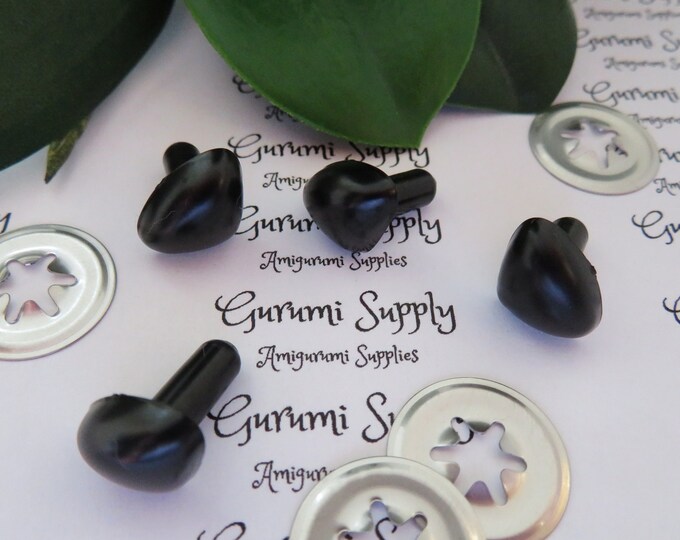 4 ct Sense of Smell Amigurumi Animals Stuffed Creations Stuffed Animal Toys 6x8.5mm Solid Matte Black Safety Noses with Washers