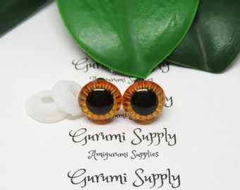 13mm Orange Textured Iris Safety Eyes – Round Eye with Washer - 1 Pair –  Amigurumi – Animal Eyes – Owl Eyes – Crochet Creations