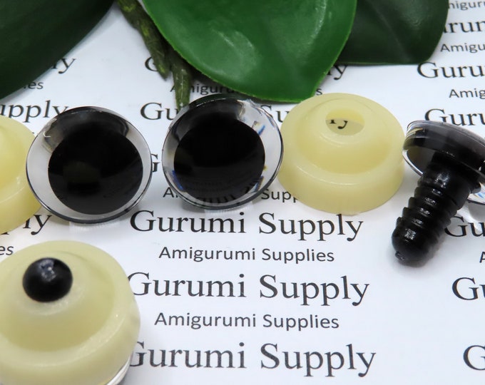 20mm Clear Iris with a Black OC Pupil Trap Safety Eyes and Washers: 1 Pair - Doll / Amigurumi / Animal / Creations / Crochet / Monster