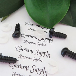 6x8.5mm Solid Matte Black Safety Noses with Washers 4 ct/ Amigurumi / Animal / Doll / Craft / Stuffed Creations / Crochet / Knit / Bear image 4