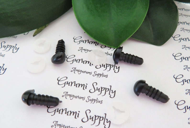 4 ct Sense of Smell Amigurumi Animals Stuffed Creations Stuffed Animal Toys 6x8.5mm Solid Matte Black Safety Noses with Washers