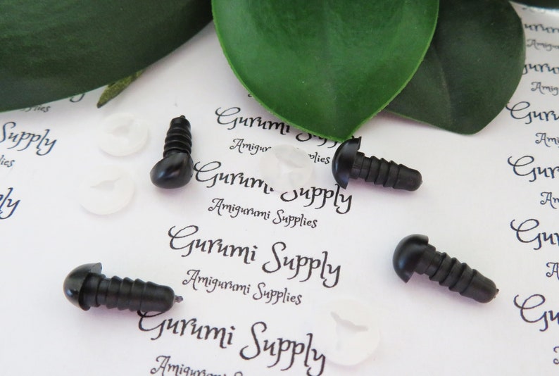 6x8.5mm Solid Matte Black Safety Noses with Washers 4 ct/ Amigurumi / Animal / Doll / Craft / Stuffed Creations / Crochet / Knit / Bear image 4