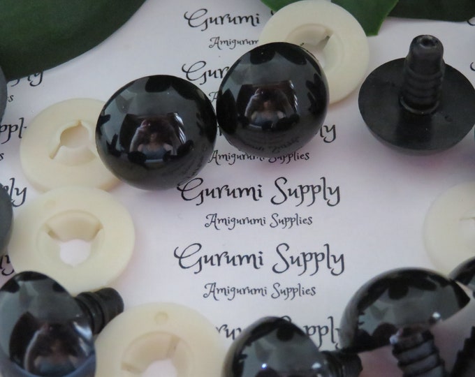 Bulk-Pack! 20mm Solid Black Safety Eyes with Washers: 20 Pairs - Amigurumi / Animal / Doll / Toy / Stuffed Creations / Craft Eyes / Crochet