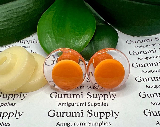 25mm Clear Iris with an Orange OC Pupil Trap Safety Eyes and Washers: 1 Pair - Doll / Amigurumi / Animal / Creations / Crochet / Monster