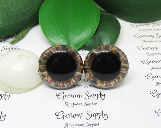 25mm Brown Iris 3D Style Trapezoid Safety Eyes and Washers: 1 Pair -Amigurumi / Animals / Stuffed Creations / Crochet / Craft Supplies / Toy