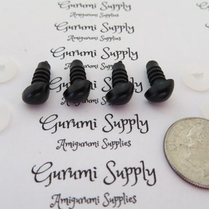 6x8.5mm Solid Matte Black Safety Noses with Washers 4 ct/ Amigurumi / Animal / Doll / Craft / Stuffed Creations / Crochet / Knit / Bear image 5