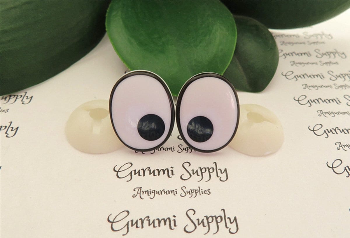 16mm x 20mm Toy Safety Eyes Dollmaking Oval Black and White Eyes