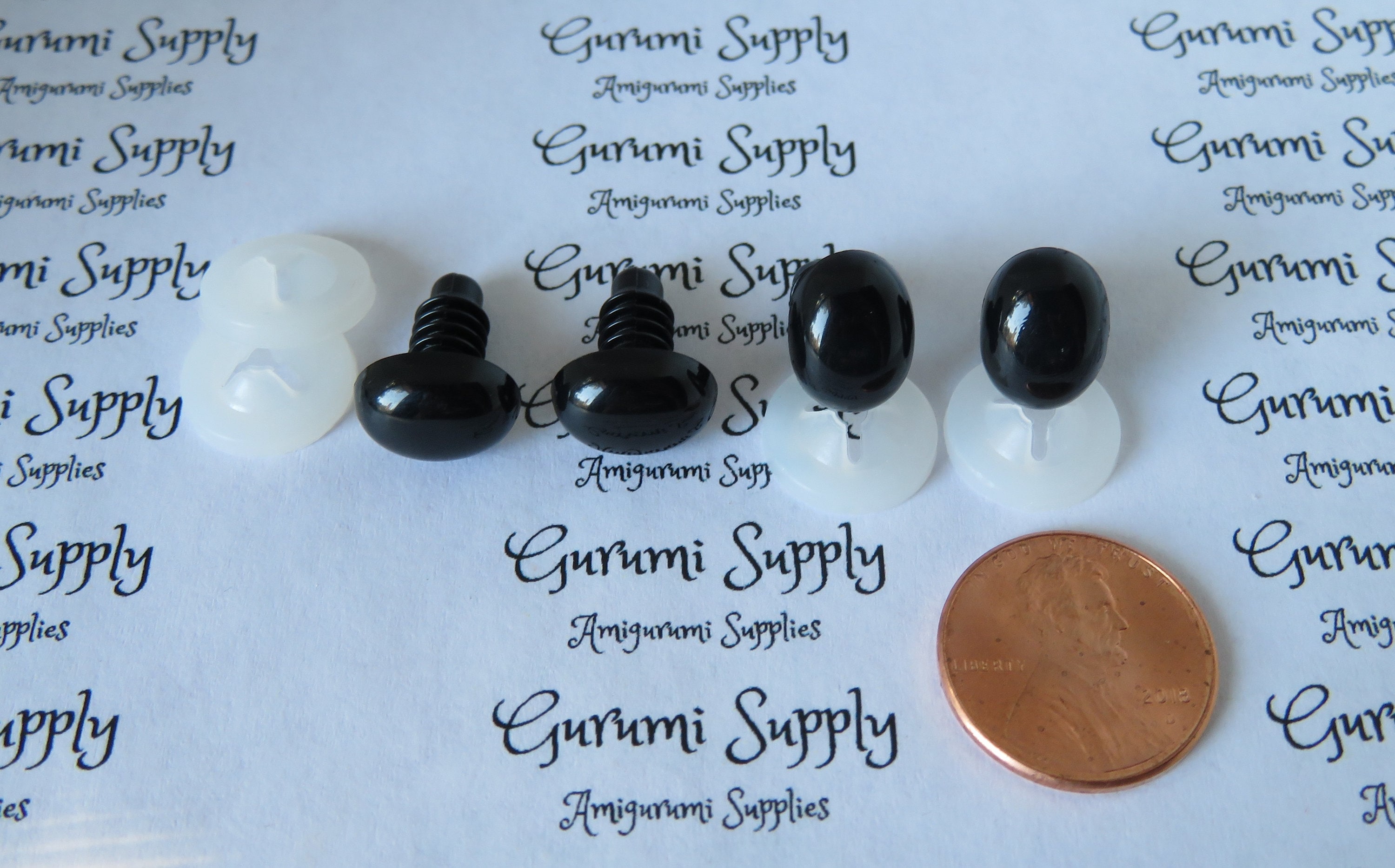 8x12mm Solid Black Oval Safety Eyes/Noses with Washers: 2 Pair