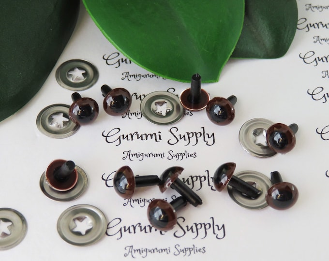 12mm Red-Brown Iris Black Pupil Round Safety Eyes and Washers: 3 Pairs -  Dolls/Amigurumi/Animals/ Stuffed Creations/Crochet/Paintfree/Knit