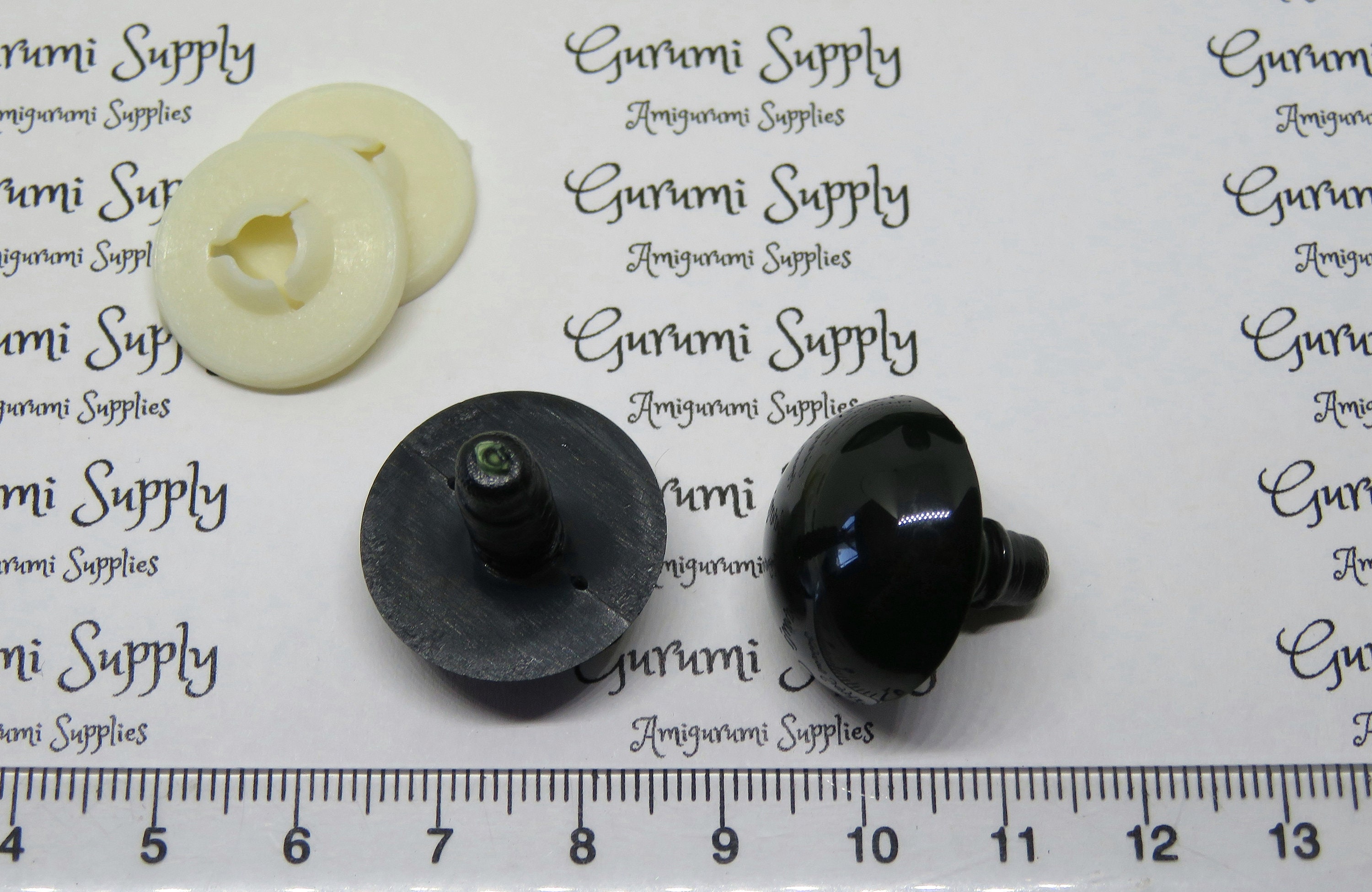 20mm Solid Black Round Safety Eyes With Washers: 1 Pair Amigurumi / Animals  / Doll / Toy / Stuffed Creations / Craft Eyes / Crochet / Knit 