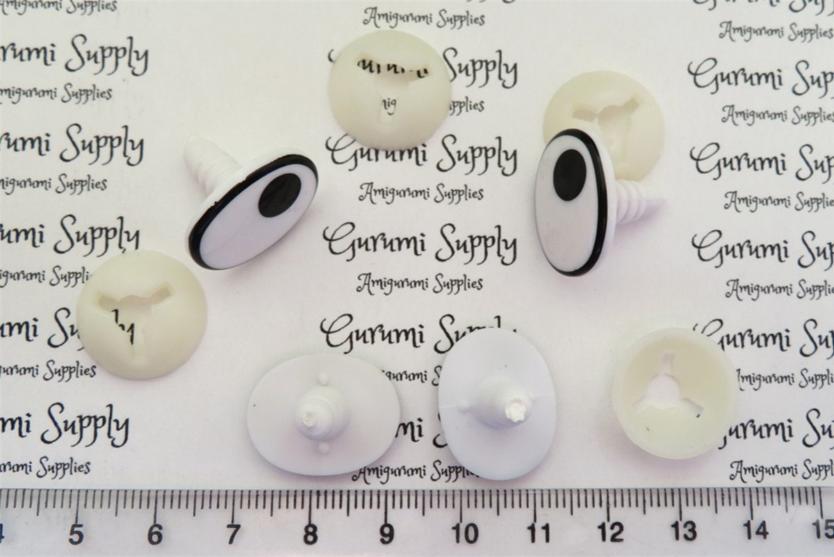 16mm x 20mm Toy Safety Eyes Dollmaking Oval Black and White Eyes with  Washers: 2 Pairs - Character / Comic / Amigurumi / Animal / Toy Craft