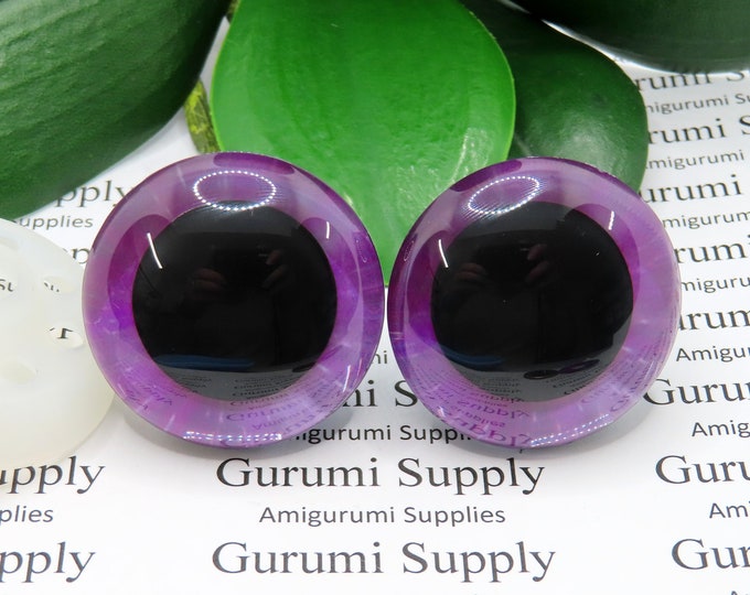 35mm Fuchsia Blast Iris 3D Style Trapezoid Safety Eyes and Washers: 1 Pair - Amigurumi / Animal / Stuffed Creation / Craft Supplies / Toys