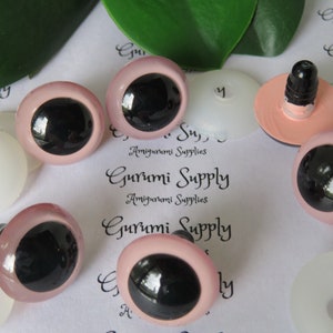 20mm Hand Painted Pale Pink Iris Black Pupil Round Safety Eyes and Washers: 2 Count/1 Pair - Dolls/Amigurumi /Animals/Stuffed Creations