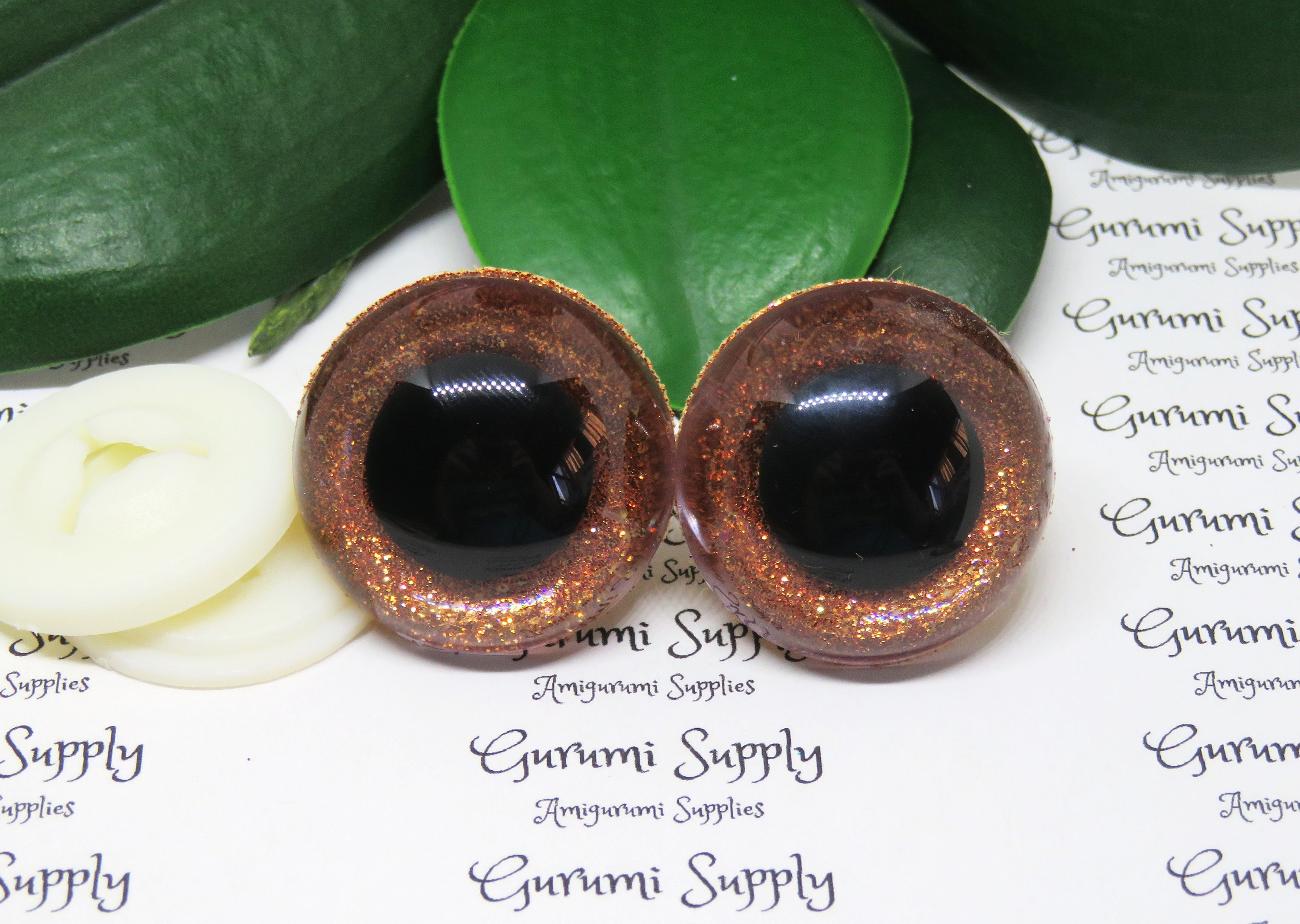 20mm Clear Trapezoid Plastic Safety Eyes with a Brown Glitter Non-Woven  Slip Iris and Washers: 1 Pair - Dolls / Amigurumi / Animal / Toys