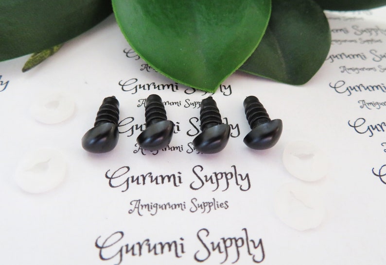 6x8.5mm Solid Matte Black Safety Noses with Washers 4 ct/ Amigurumi / Animal / Doll / Craft / Stuffed Creations / Crochet / Knit / Bear image 6