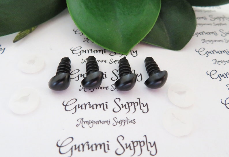 4 ct Sense of Smell Amigurumi Animals Stuffed Creations Stuffed Animal Toys 6x8.5mm Solid Matte Black Safety Noses with Washers
